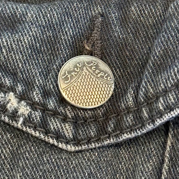 FP Distressed Denim Hooded Jacket with Knit Sleeves - X-Small (EUC) - Picture 6 of 12